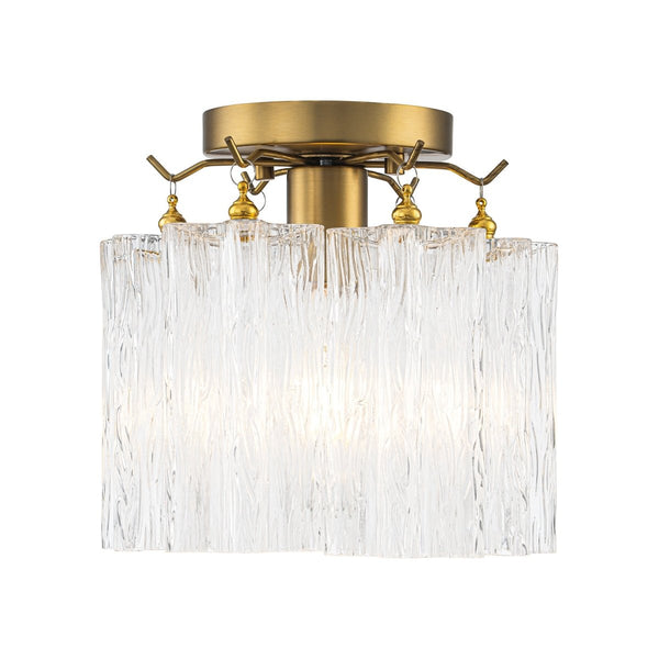 Chandelierias-Modern Glam 1-Light Tronchi Murano Glass Stacked Semi-flush Mount-Semi Flush-Brushed Brass-
