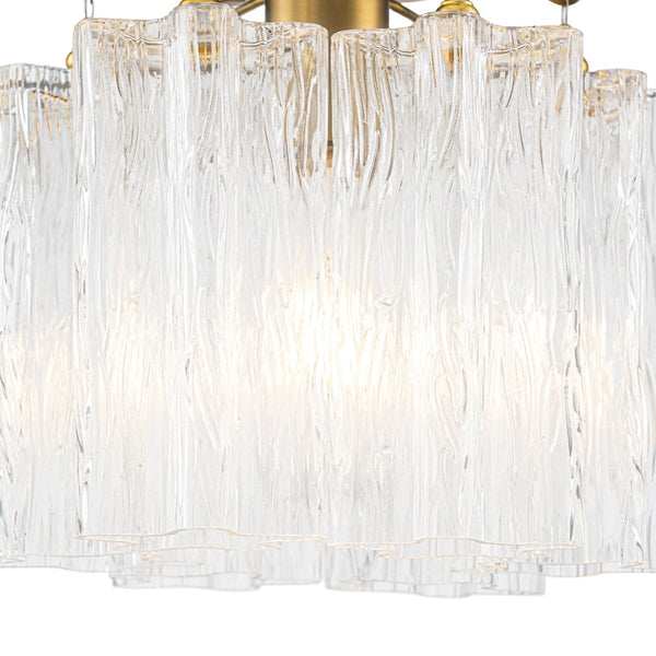 Chandelierias-Modern Glam 1-Light Tronchi Murano Glass Stacked Semi-flush Mount-Semi Flush-Brushed Brass-
