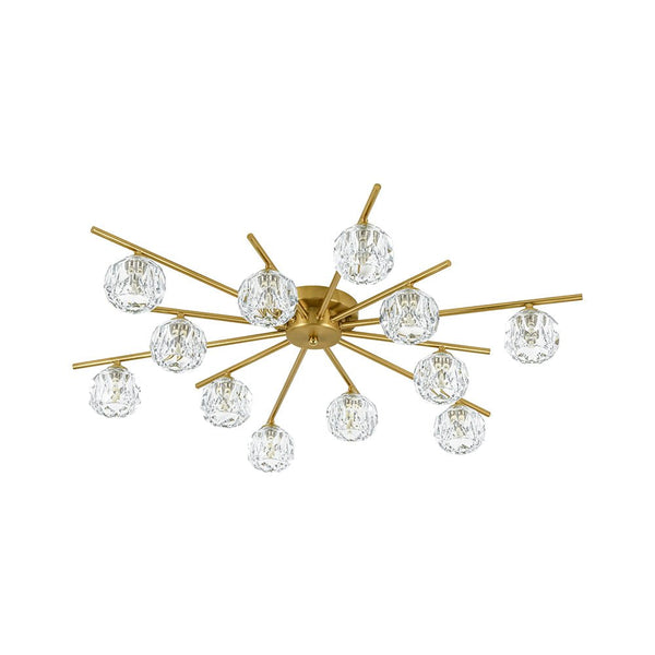 Chandelierias-Modern Glam 12-Light Blooming Firework Faceted Crystal Satellite Semi-Flush Mount-Semi Flush-37.4 in.-