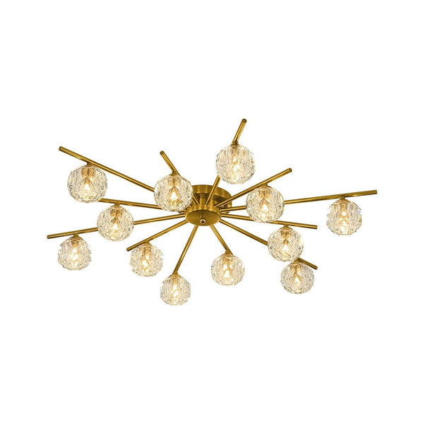 Chandelierias-Modern Glam 12-Light Blooming Firework Faceted Crystal Satellite Semi-Flush Mount-Semi Flush-37.4 in.-