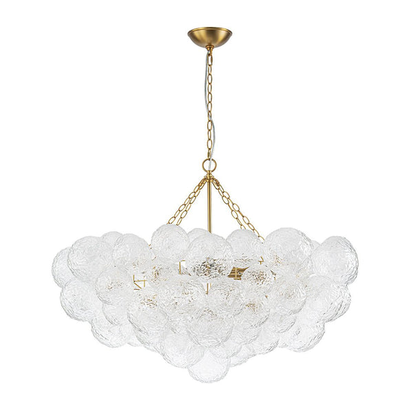 Chandelierias - Modern Glam 15 - Light Water Patterned Glass Bubble Chandelier - Chandelier - Brushed Brass -