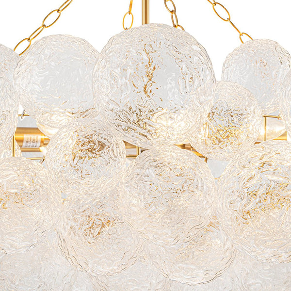 Chandelierias - Modern Glam 15 - Light Water Patterned Glass Bubble Chandelier - Chandelier - Brushed Brass -