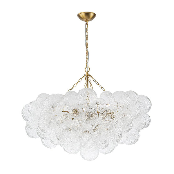 Chandelierias - Modern Glam 15 - Light Water Patterned Glass Bubble Chandelier - Chandelier - Brushed Brass -