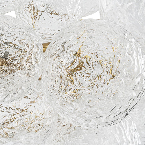 Chandelierias - Modern Glam 15 - Light Water Patterned Glass Bubble Chandelier - Chandelier - Brushed Brass -