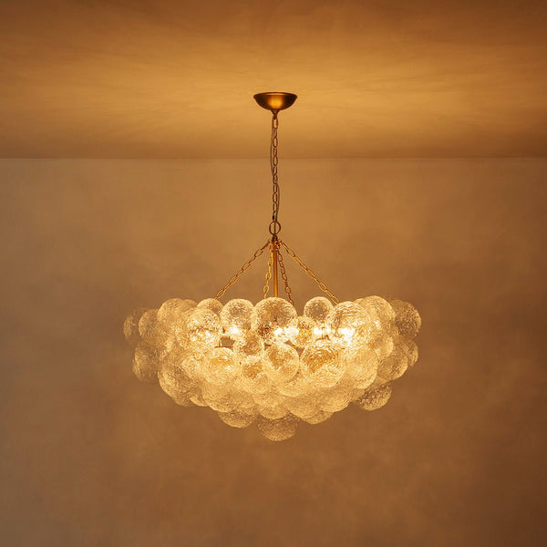 Chandelierias - Modern Glam 15 - Light Water Patterned Glass Bubble Chandelier - Chandelier - Brushed Brass -