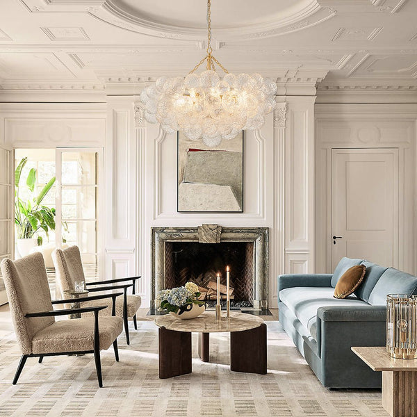 Chandelierias - Modern Glam 15 - Light Water Patterned Glass Bubble Chandelier - Chandelier - Brushed Brass -