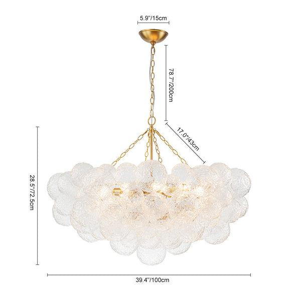 Chandelierias - Modern Glam 15 - Light Water Patterned Glass Bubble Chandelier - Chandelier - Brushed Brass -