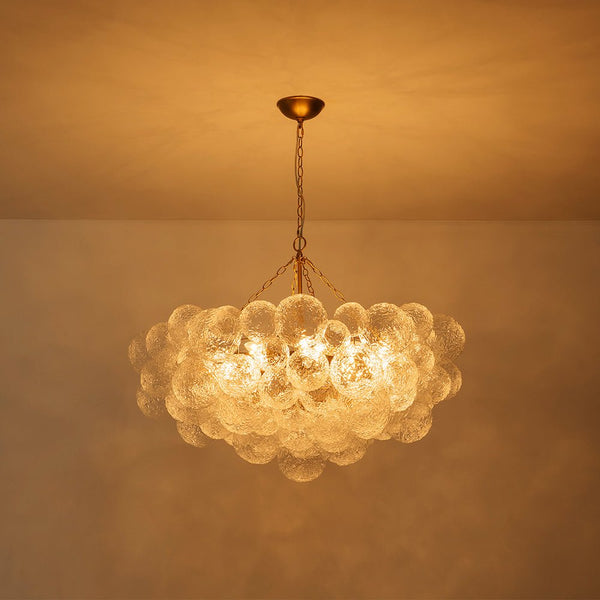 Chandelierias - Modern Glam 15 - Light Water Patterned Glass Bubble Chandelier - Chandelier - Brushed Brass -