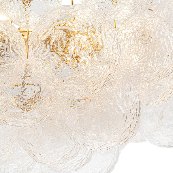Chandelierias - Modern Glam 15 - Light Water Patterned Glass Bubble Chandelier - Chandelier - Brushed Brass -