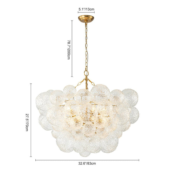Chandelierias - Modern Glam Water Patterned Glass Bubble Chandelier - Chandelier - Brass - 3 Bulbs