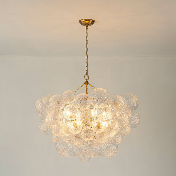 Chandelierias - Modern Glam Water Patterned Glass Bubble Chandelier - Chandelier - Brass - 3 Bulbs