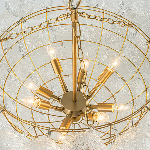 Chandelierias - Modern Glam Water Patterned Glass Bubble Chandelier - Chandelier - Brass - 3 Bulbs