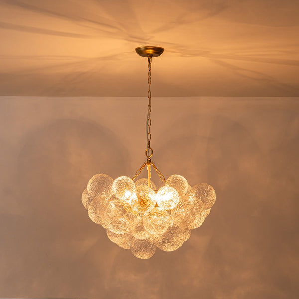 Chandelierias - Modern Glam Water Patterned Glass Bubble Chandelier - Chandelier - Brass - 3 Bulbs