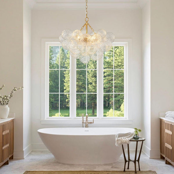 Chandelierias - Modern Glam Water Patterned Glass Bubble Chandelier - Chandelier - Brass - 8 Bulbs
