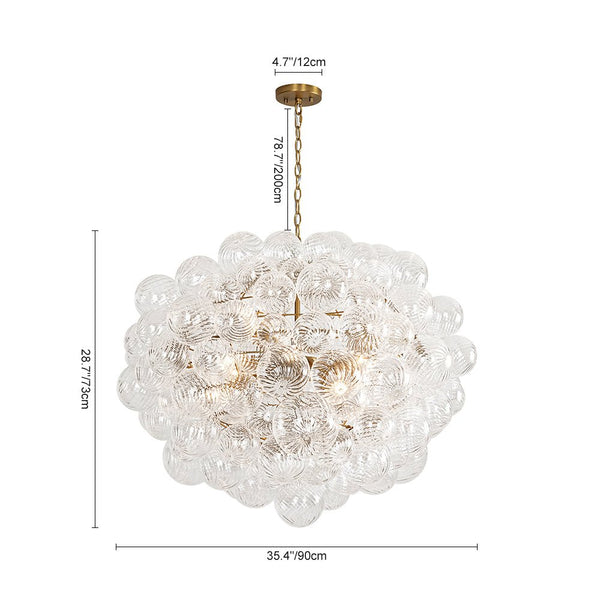 Chandelierias - Modern Gorgeous 12 - Light Swirled Glass Sphere Chandelier - Chandelier - 12 Bulbs -