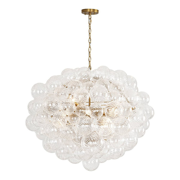 Chandelierias - Modern Gorgeous 12 - Light Swirled Glass Sphere Chandelier - Chandelier - 12 Bulbs -