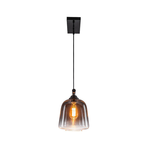 Chandelierias - Modern Gradient Gray Bell Glass 3 - Light Kitchen Island Chandelier - Chandelier - Matte Black -
