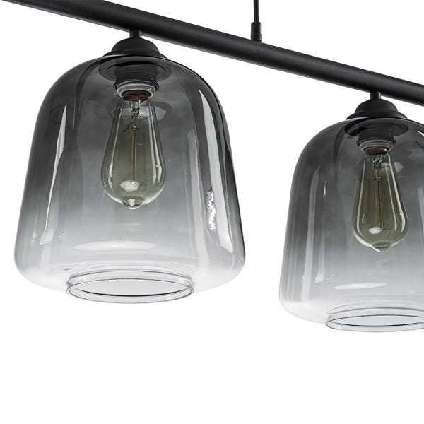 Chandelierias - Modern Gradient Gray Bell Glass 3 - Light Kitchen Island Chandelier - Chandelier - Matte Black -