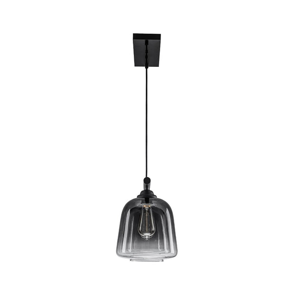 Chandelierias - Modern Gradient Gray Bell Glass 3 - Light Kitchen Island Chandelier - Chandelier - Matte Black -