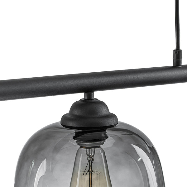 Chandelierias - Modern Gradient Gray Bell Glass 3 - Light Kitchen Island Chandelier - Chandelier - Matte Black -