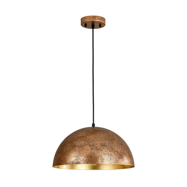 Chandelierias - Modern Hanging Oversized Dome Pendant - Pendant - 15 in. - Rusty Gold