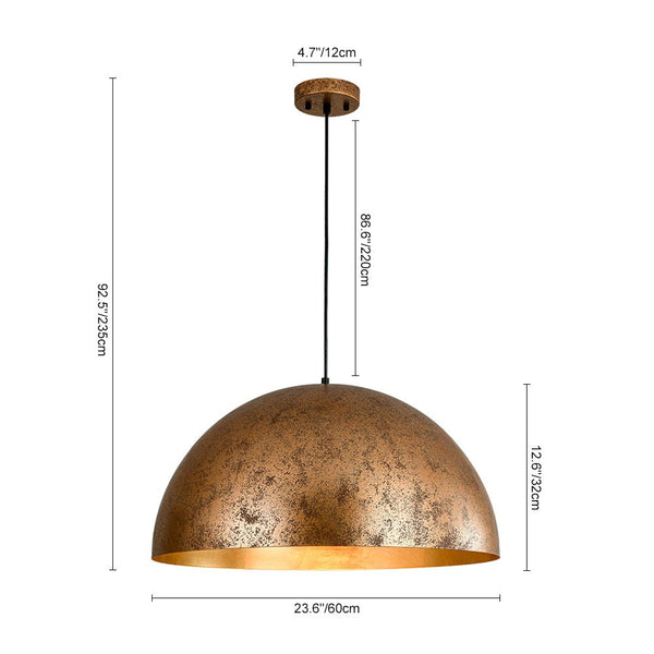 Chandelierias - Modern Hanging Oversized Dome Pendant - Pendant - 23 in. - Rusty Gold
