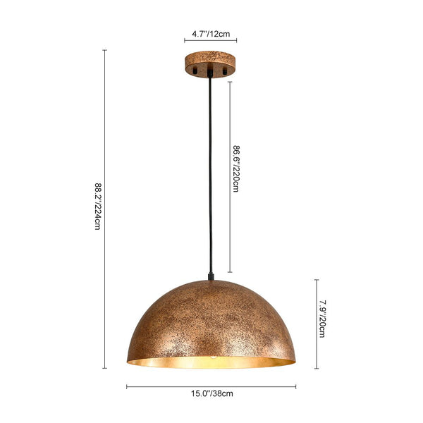Chandelierias - Modern Hanging Oversized Dome Pendant - Pendant - 23 in. - Rusty Gold