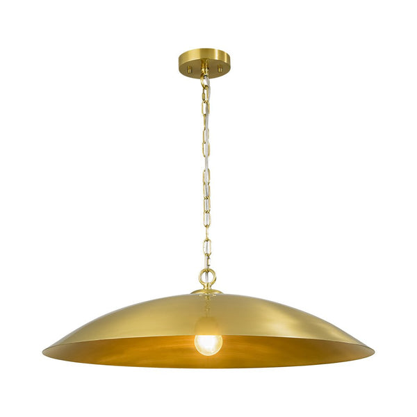 Chandelierias - Modern Industrial 1 - Light Oversized Flat Dome Pendant - Pendant - Brass -