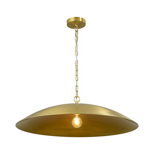 Chandelierias - Modern Industrial 1 - Light Oversized Flat Dome Pendant - Pendant - Brass -