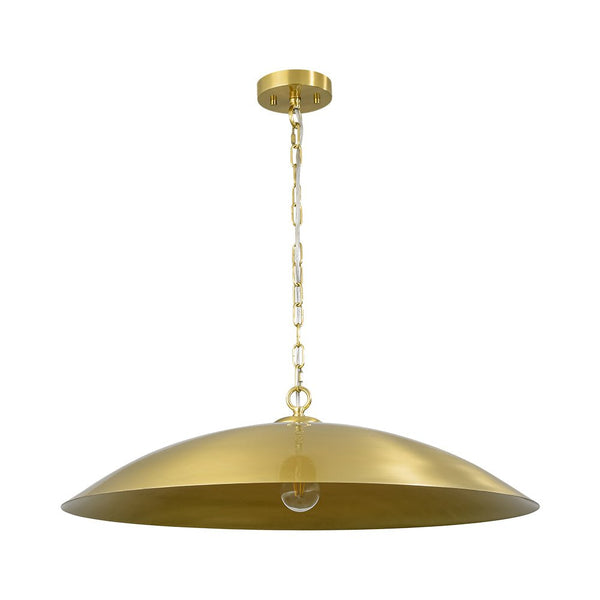 Chandelierias - Modern Industrial 1 - Light Oversized Flat Dome Pendant - Pendant - Brass -