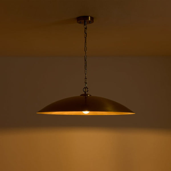 Chandelierias - Modern Industrial 1 - Light Oversized Flat Dome Pendant - Pendant - Brass -