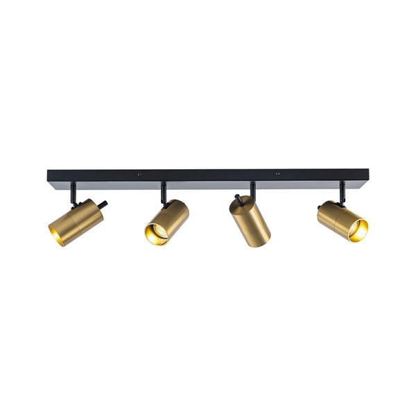 Chandelierias-Modern Industrial 4-Light Directional Spotlight Semi-flush Mount-Semi Flush-Black & Brass-