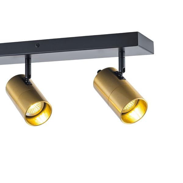 Chandelierias-Modern Industrial 4-Light Directional Spotlight Semi-flush Mount-Semi Flush-Black & Brass-
