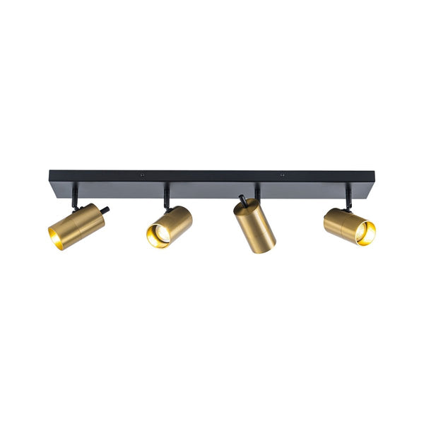 Chandelierias-Modern Industrial 4-Light Directional Spotlight Semi-flush Mount-Semi Flush-Black & Brass-