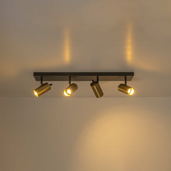 Chandelierias-Modern Industrial 4-Light Directional Spotlight Semi-flush Mount-Semi Flush-Black & Brass-