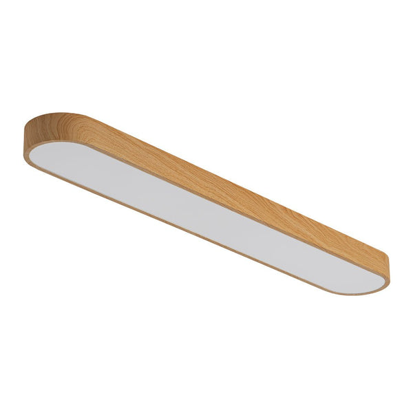 Chandelierias - Modern Long Oval Faux Wood Finish Dimmable LED Flush Mount - Flush Mount - Natural -