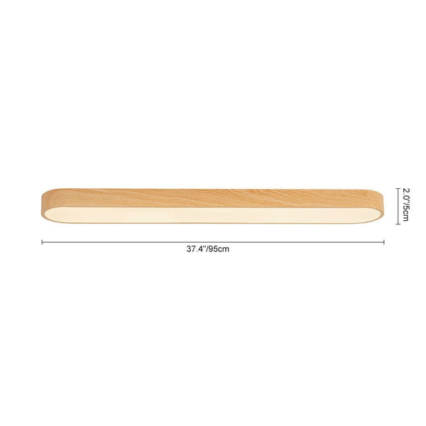 Chandelierias - Modern Long Oval Faux Wood Finish Dimmable LED Flush Mount - Flush Mount - Natural -
