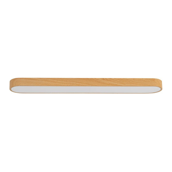 Chandelierias - Modern Long Oval Faux Wood Finish Dimmable LED Flush Mount - Flush Mount - Natural -