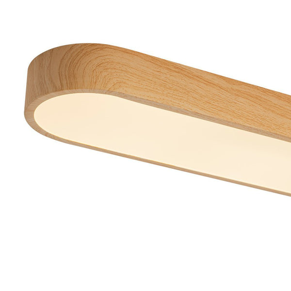 Chandelierias - Modern Long Oval Faux Wood Finish Dimmable LED Flush Mount - Flush Mount - Natural -