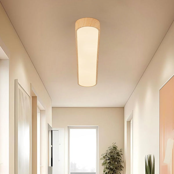 Chandelierias - Modern Long Oval Faux Wood Finish Dimmable LED Flush Mount - Flush Mount - Natural -