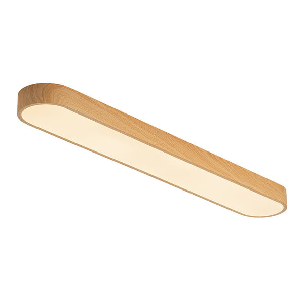 Chandelierias - Modern Long Oval Faux Wood Finish Dimmable LED Flush Mount - Flush Mount - Natural -