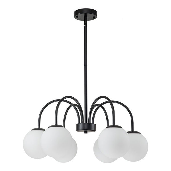 Chandelierias-Modern Matte Glass Globe Elbow Chandelier-Chandeliers-Black-6 Bulbs