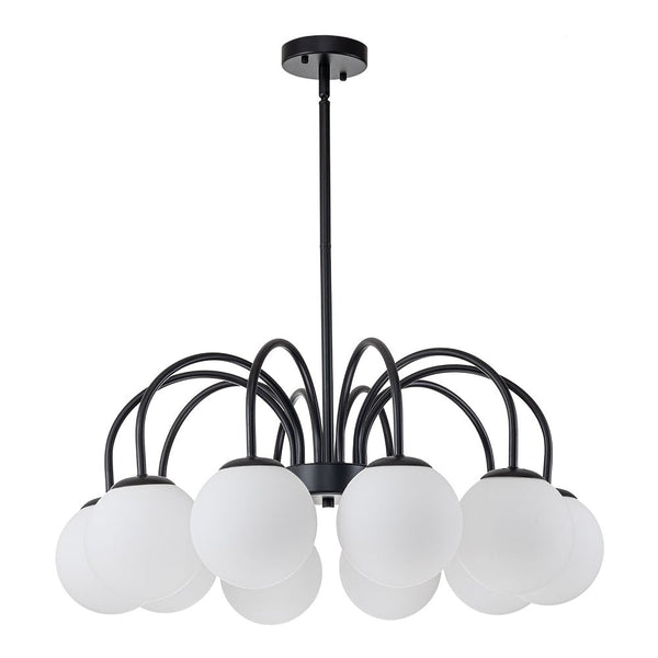 Chandelierias-Modern Matte Glass Globe Elbow Chandelier-Chandeliers-Black-6 Bulbs