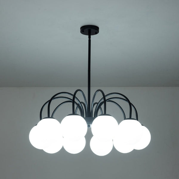 Chandelierias-Modern Matte Glass Globe Elbow Chandelier-Chandeliers-Black-6 Bulbs