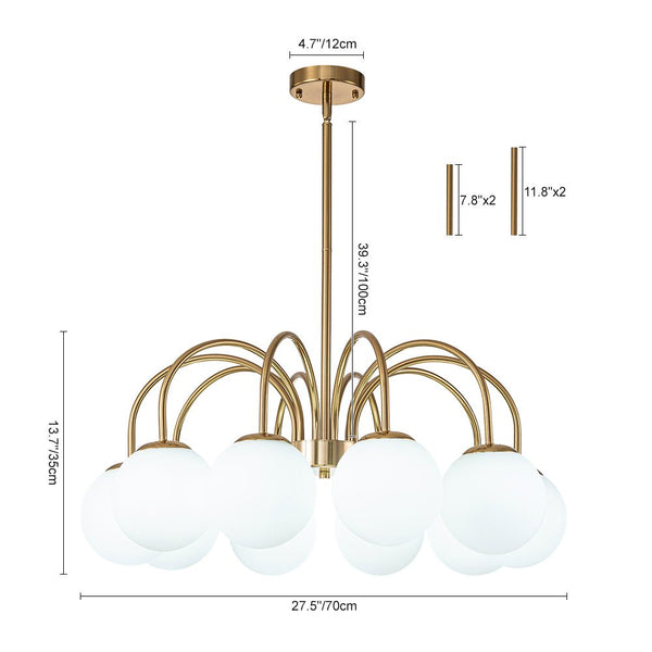 Chandelierias-Modern Matte Glass Globe Elbow Chandelier-Chandeliers-Black-6 Bulbs