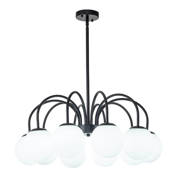 Chandelierias-Modern Matte Glass Globe Elbow Chandelier-Chandeliers-Black-6 Bulbs