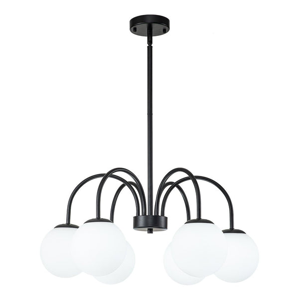 Chandelierias-Modern Matte Glass Globe Elbow Chandelier-Chandeliers-Black-6 Bulbs