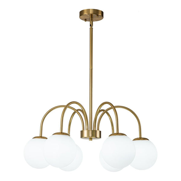 Chandelierias-Modern Matte Glass Globe Elbow Chandelier-Chandeliers-Black-6 Bulbs