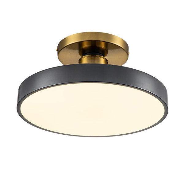 Chandelierias - Modern Minimalist Dimmable LED Drum Semi Flush Mount - Semi Flush - Matte Black -