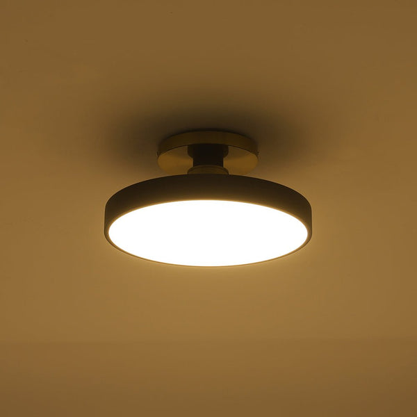 Chandelierias - Modern Minimalist Dimmable LED Drum Semi Flush Mount - Semi Flush - Matte Black -